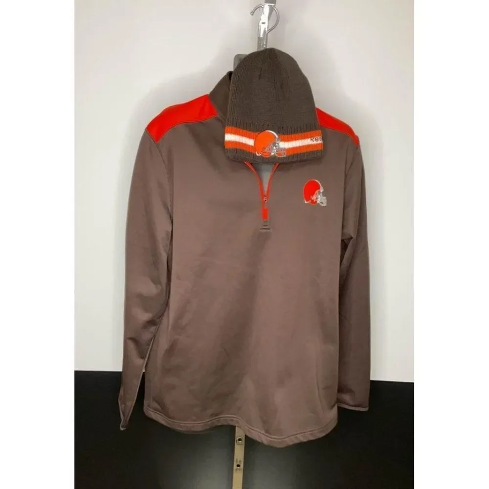 Nfl Cleveland Browns Mens pullover Large with Free hat